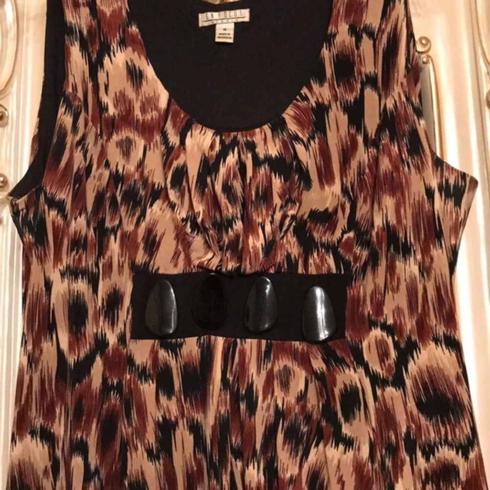 EUC En focus Tunic Top/Dress in Brown Red Beige 16 - Picture 3 of 4